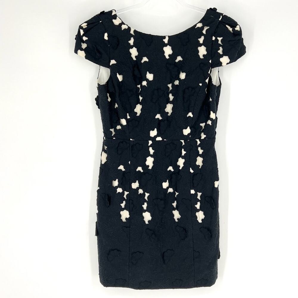 Tibi Cotton Lace Cap Sleeve Open Back Dress Black White 6